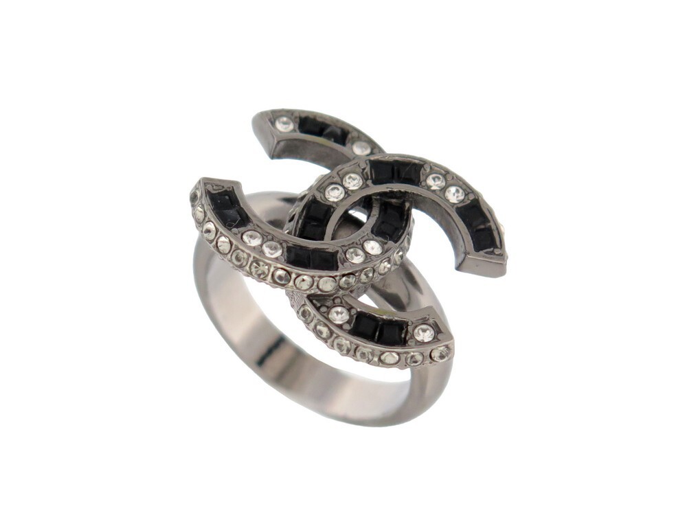 bague chanel logo cc pierres strass t52 en