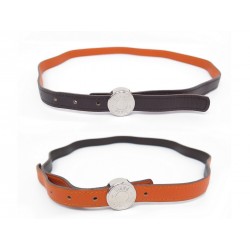 CEINTURE HERMES BOUCLE CLOU DE SELLE LIEN REVERSIBLE T75 CUIR ORANGE MARRON 650€