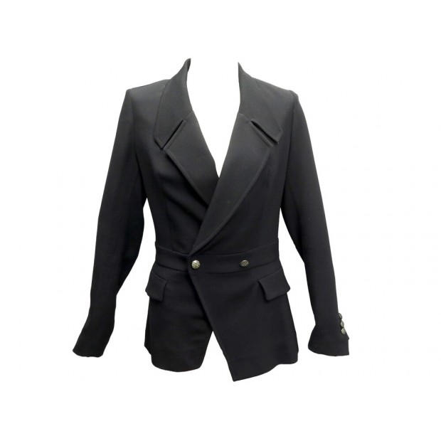 NEUF VESTE YVES SAINT LAURENT 245170 M 40 CROISEE LAINE NOIR WOOL JACKET 2590€