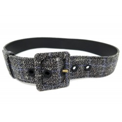 CEINTURE YVES SAINT LAURENT TWEED TARTAN BLEU 163976 TAILLE 80 BLUE BELT 345€