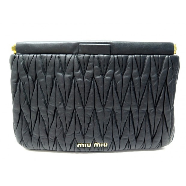 SAC A MAIN POCHETTE MIU MIU CUIR NAPPA NOIR BLACK LEATHER CLUTCH POUCH BAG 1000€