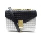 NEUF SAC A MAIN CELINE C CLASSIQUE MEDIUM 187253 BANDOULIERE ARGENT & NOIR 3300€