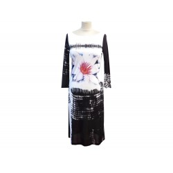 NEUF ROBE LONGUE ETRO FEMME 46 IT 42 44 FR L IMPRIME FLEUR NOIR BLANC DRESS 750