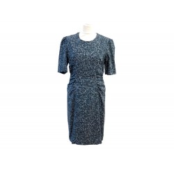 NEUF ROBE BURBERRY LONDON FEMME 42 L LAINE & SOIE BLEU WOOL & SILK DRESS 750€