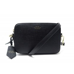 NEUF POCHETTE SMYTHSON CAMERA BANDOULIERE CUIR PANAMA NOIR LEATHER POUCH 645€