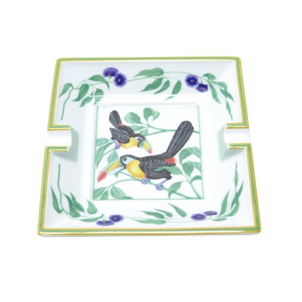 NEUF CENDRIER HERMES LES TOUCANS VIDE POCHE EN PORCELAINE BLANCHE ASHTRAY 590€