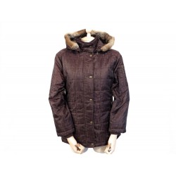 MANTEAU CHRISTIAN DIOR 36 S 38 M DOUDOUNE MONOGRAMME COL FOURRURE DE LAPIN COAT