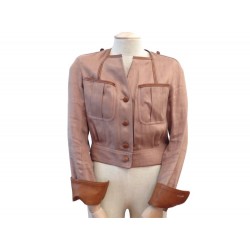 NEUF VESTE COURTE HERMES FEMME T 38 M EN LIN & CHANVRE MARRON LINEN JACKET 2800€