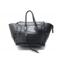 SAC A MAIN CELINE LUGGAGE PHANTOM MEDIUM EN CUIR FACON CROCO NOIR HAND BAG 2400€