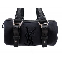 SAC A MAIN YVES SAINT LAURENT MINI BOSTON 144336 EN TOILE NOIR HAND BAG 890€