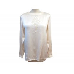 HAUT CHANEL CHEMISIER FEMME 40-42 M L EN SOIE BEIGE TOP SILK SHIRT 1500