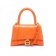 SAC A MAIN BALENCIAGA HOURGLASS 593546 CUIR CROCO ORANGE PURSE HAND BAG 2350€