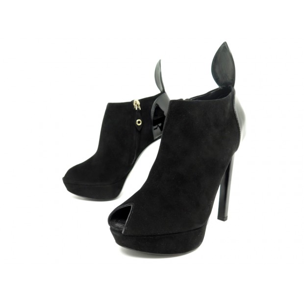 NEUF CHAUSSURES LOUIS VUITTON TEMPTATION BOTTINES 37 DAIM NOIR ANKLE BOOTS 1200€