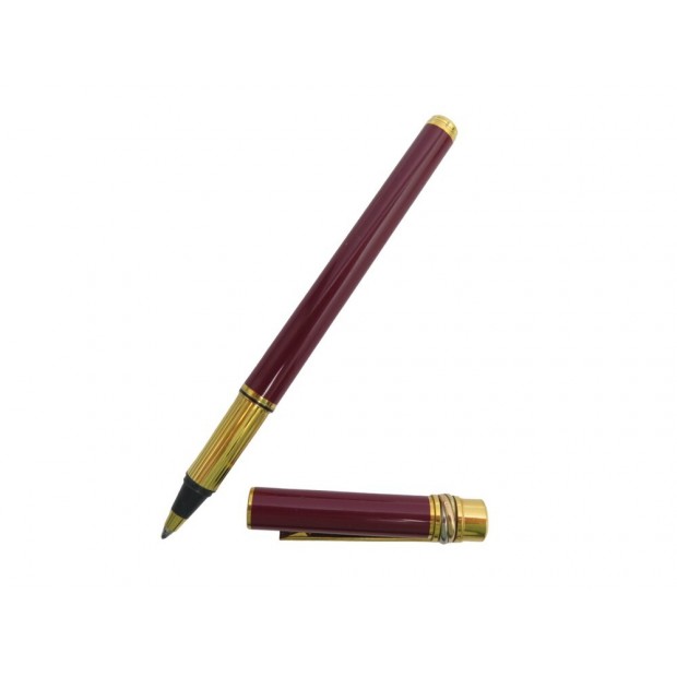 STYLO BILLE CARTIER MUST TRINITY ANNEAUX 3 ORS RESINE BORDEAUX ROLLERBALL 550€