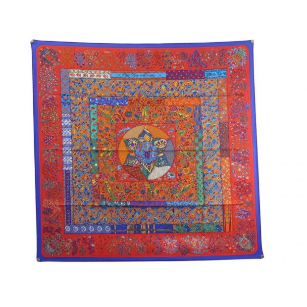 NEUF FOULARD HERMES PIQUE FLEURI PROVENCE HENRY CARRE 90 SOIE ROUGE SCARF 460€