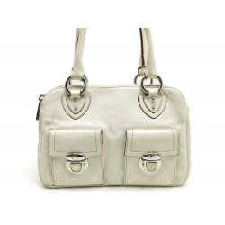 SAC A MAIN MARC JACOBS 30 CM CABAS EN CUIR ECRU LEATHER HAND BAG PURSE 1900€