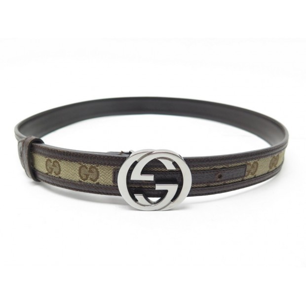 CEINTURE GUCCI T85 CM 114874 GG TOILE SUPREME MONOGRAM BEIGE ET CUIR BELT 385€