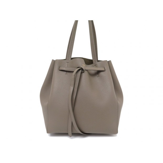 NEUF SAC A MAIN CELINE 189023 CABAS PHANTOM PM CUIR GRAINE TAUPE HAND BAG 1800€