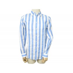 NEUF CHEMISE LOUIS VUITTON HOMME S 37 38 EN LIN RAYURES BLEU & BLANC SHIRT 650€