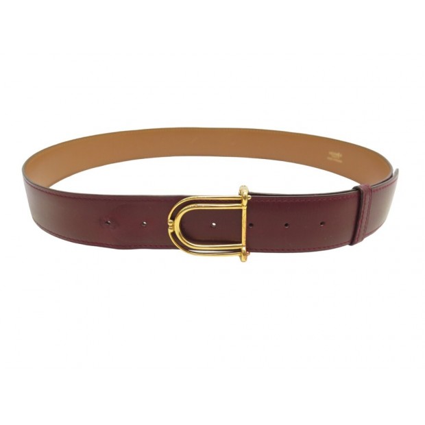 CEINTURE HERMES MANILLE T80 CUIR BOX ROUGE BORDEAUX BURGUNDY LEATHER BELT 710€