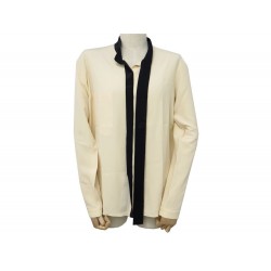 BLOUSE CELINE EN CREPE DE SOIE 40 38 COUPE DROITE VESTE HAUT TOP ECRU SILK 550€