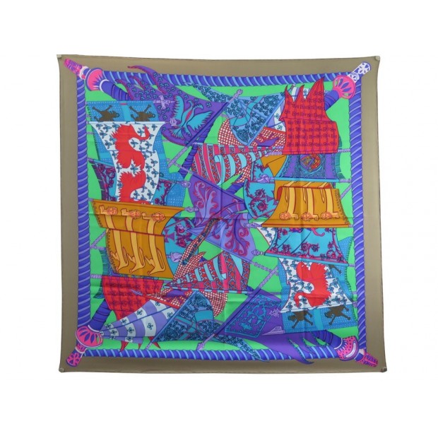 FOULARD HERMES ETENDARDS ET BANNIERES ANNIE FAIVRE 90 CM EN SOIE SILK SCARF 460€