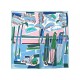 FOULARD CARRE HERMES GAVROCHE SEA SURF AND SUN EN SOIE BLEUE SILK SCARF 210€