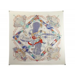 FOULARD HERMES MON AMI PIERROT AU CLAIR DE LA LUNE EN SOIE BLANCHE SCARF 460€