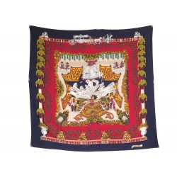 CHALE HERMES LE PARADIS DU ROY 140 CM CACHEMIRE ET SOIE BLEU MARINE SCARF 1110€