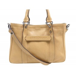 NEUF SAC A MAIN LONGCHAMP 3D EN CUIR BEIGE BANDOULIERE HAND BAG PURSE 570€