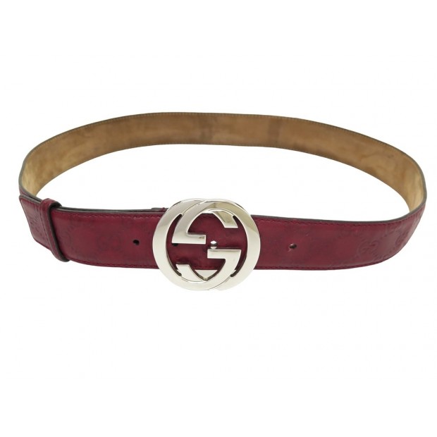 CEINTURE GUCCI GG CUIR EMBOSSE BORDEAUX 114984 LEATHER EMBOSSED T 100 BELT 450€