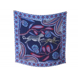 auth HERMES green red PAISLEY FROM PAISLEY 140 cashmere silk Shawl