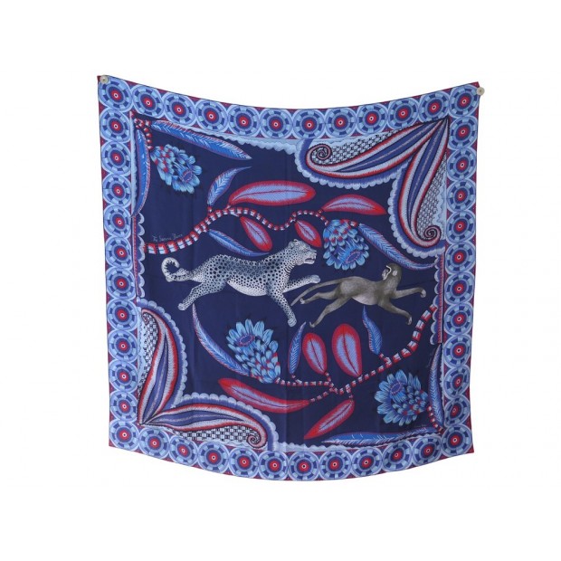 NEUF FOULARD HERMES THE SAVANA DANCE ARTISTS CARRE WASH 140 SOIE BLEU SCARF 945€