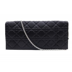 NEUF POCHETTE DIOR SATIN NOIR BANDOULIERE 