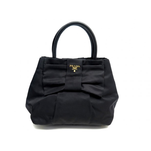 NEUF SAC A MAIN PRADA FIOCCO BOW BN1604 EN NYLON NOIR NEW BLACK HAND BAG 1355€