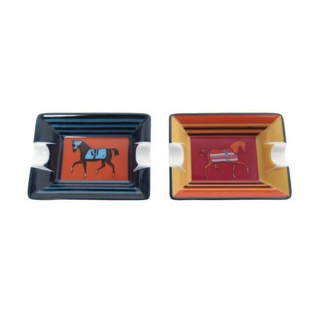 SET DE 2 MINI CENDRIERS ROCABAR A CHEVAL PORCELAINE H311499M01 ASHTRAYS 305€