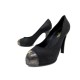 NEUF CHAUSSURES CHANEL ESCARPINS LOGO CC TOILE NOIR 40 + BOITE PUMPS SHOES 810€