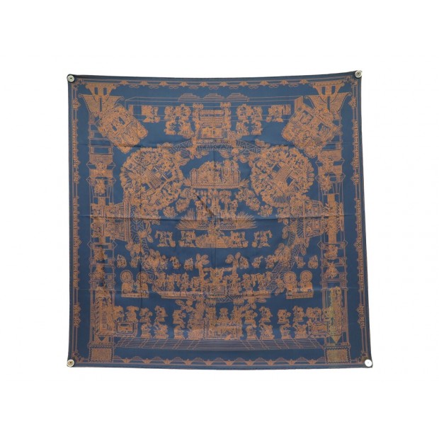 FOULARD HERMES ASTRES ET SOLEILS CARRE 90 SOIE BLEU MARINE BLUE SCARF 460€