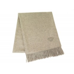 NEUF ECHARPE HERMES ETOLE LOGO BRODE CACHEMIRE BEIGE CASHMERE SCARF 1080€