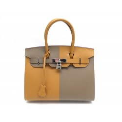 NEUF SAC A MAIN HERMES BIRKIN SELLIER 30 CASAQUE CUIR EPSOM SESAME & ETOUPE BAG