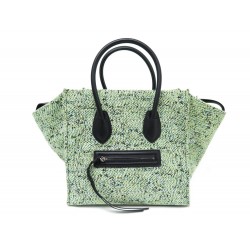 NEUF SAC A MAIN CELINE LUGGAGE PHANTOM FUZZY JACQUARD TWEED VERT HAND BAG 2100€