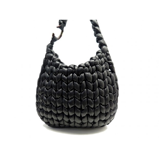 SAC A MAIN CHLOE LARGE HOBO WOODEN EN CUIR NOIR A BANDOULIERE HAND BAG 2200€