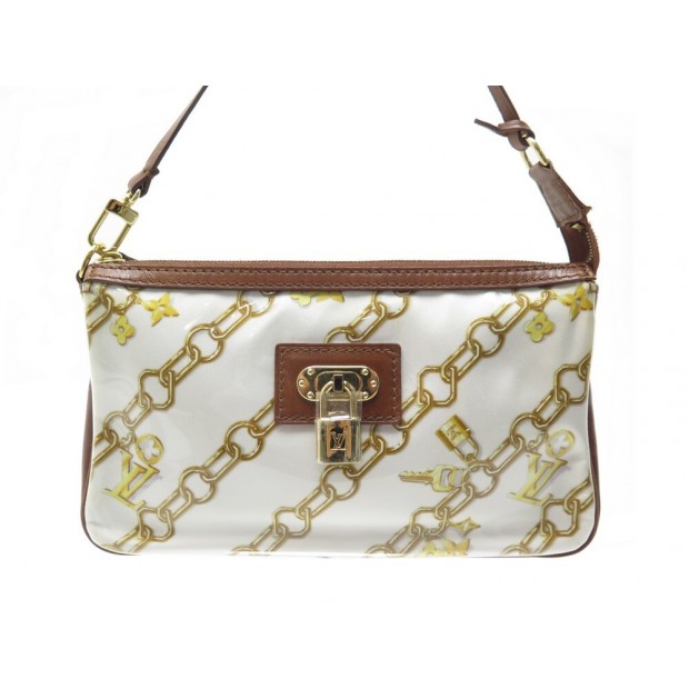 NEUF SAC A MAIN LOUIS VUITTON POCHETTE ACCESSOIRES CHARM EN VINYLE & CUIR CLUTCH