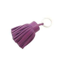 PORTE CLES HERMES CARMEN EN CUIR AGNEAU VIOLET POMPON HOLDER KEY RING 246€