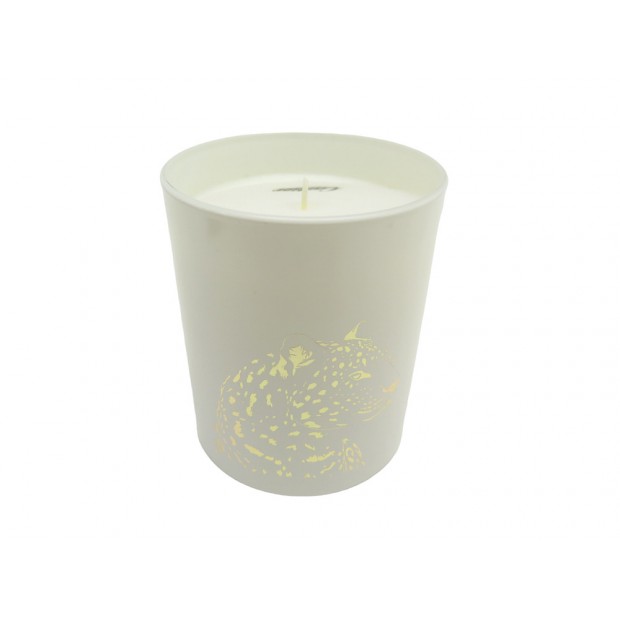 NEUF BOUGIE PARFUMEE CARTIER PANTHERE PORCELAINE BLANC 9CM 185G BOITE NEW CANDLE