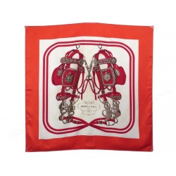 FOULARD HERMES BRIDES DE GALA HUGO GRYGKAR CARRE EN SOIE ROUGE SILK SCARF 345€