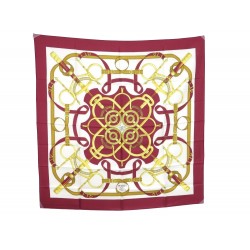 NEUF FOULARD HERMES EPERONS D OR HENRI D ORIGNY CARRE SOIE ROUGE SILK SCARF 350€