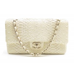 NEUF SAC A MAIN CHANEL 2.55 EN PYTHON BLANC HANDBAG 7800