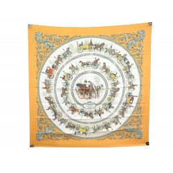 FOULARD HERMES LA PROMENADE DE LONGCHAMPS LEDOUX CARRE 90 SOIE SILK SCARF 460€