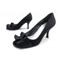 CHAUSSURES STUART WEITZMAN GIGIRITZ HL30484 37.5 ESCARPINS SATIN NOIR SHOES 230€